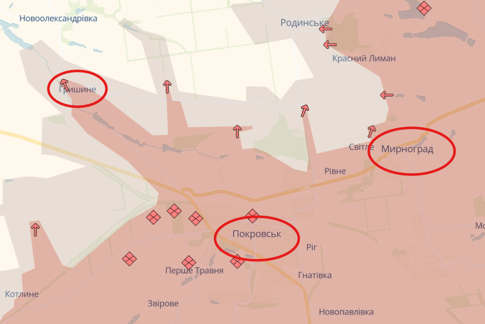 Россияне рвутся к центру Гришино, атакуя с двух направлений (карта)